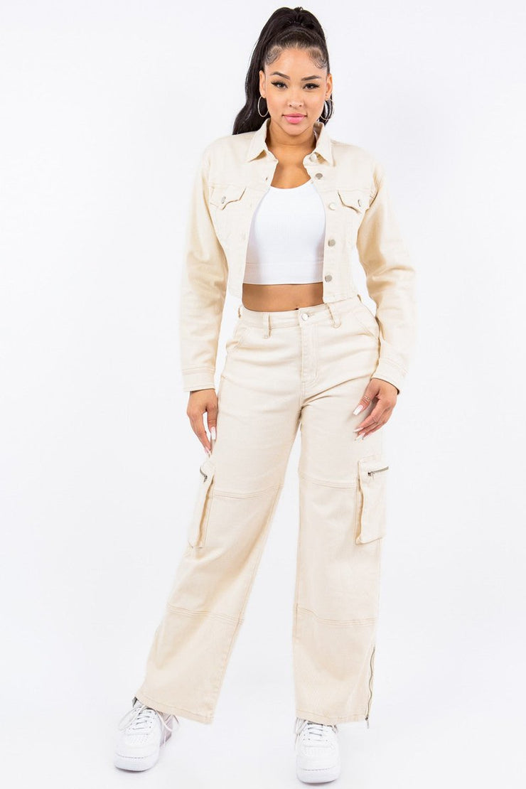 American Bazi Laced Back Cropped Jacket - NROOTED - 