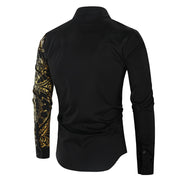 Luxury Gold Pattern Slim Fit Long Sleeve Dress Shirt - NROOTED CLOTHING-Mens clothing