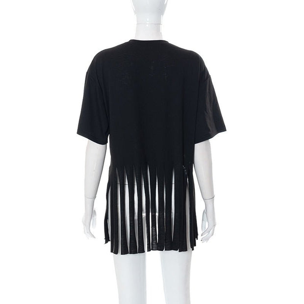 ODB Graphic Print Tassel Tee - NROOTED CLOTHING-