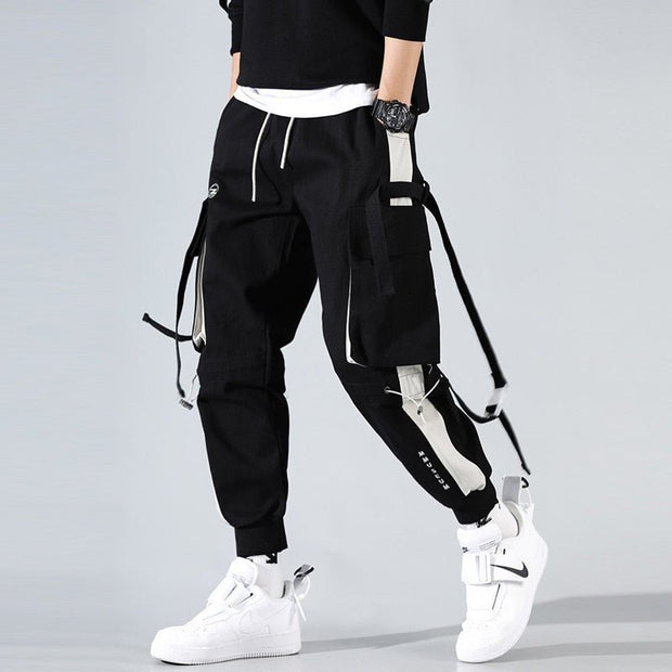 Ribbon Cargo Jogger Pants - NROOTED CLOTHING-joggers