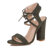 Super high heel hollow round head with sandals ankle strap buckle women's shoes - NROOTED-High Heels