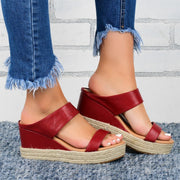 Wedge Heel Slippers Casual Sandals Hemp High Wedge Heel Shoes - NROOTED-High Heels