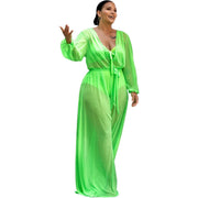 Women's Sheer Mesh Plus Size Women's Jumpsuit - NROOTED-Womens Fashion